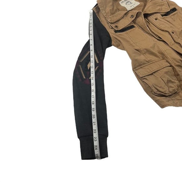 LA Hearts Khaki & Grey Contrast Long Sleeves Aztec Print Safari Jacket Sz Sm EUC - Picture 13 of 14